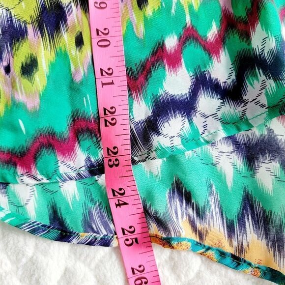 Lovers + Friends Revolve chiffon top 3/4 sleeve tribal striped colorful artsy S - Picture 7 of 9